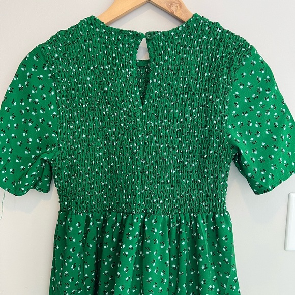 Ditsy Floral Ruffle Hem Shirred A-line Dress - Picture 6 of 15